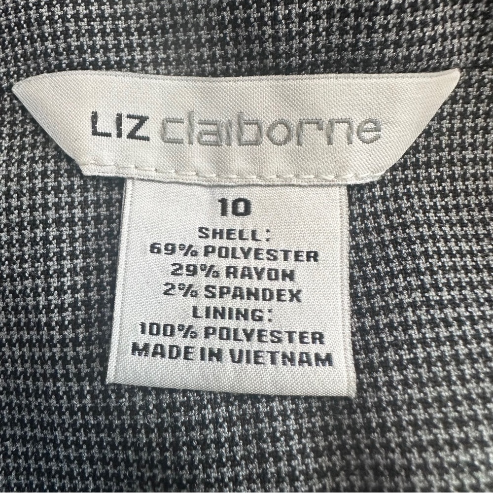 Liz Claiborne Gray‎ Houndstooth One-Button Blazer Jacket Sz 10 - Picture 6 of 7